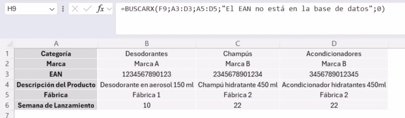 BUSCARX en Excel