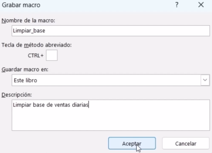 Pasos para grabar macro