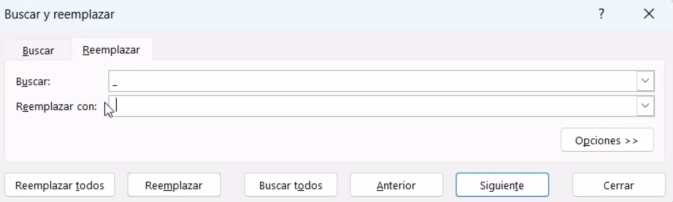 Buscar y reemplazar en Excel