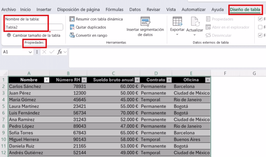 cómo convertir una base de datos en tabla en Excel