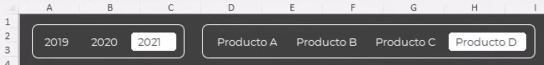 Filtros de año y producto con estilo personalizado