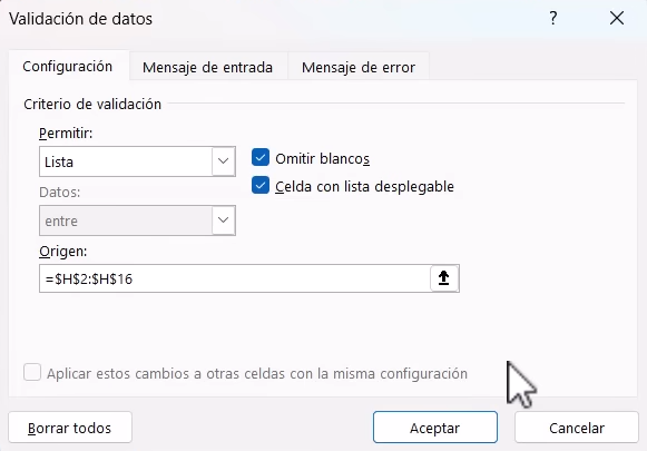 validación de datos en Excel para análisis de ventas