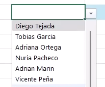 Lista desplegable creada con validación de datos
