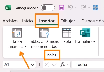 Como insertar la tabla dinámica en excel