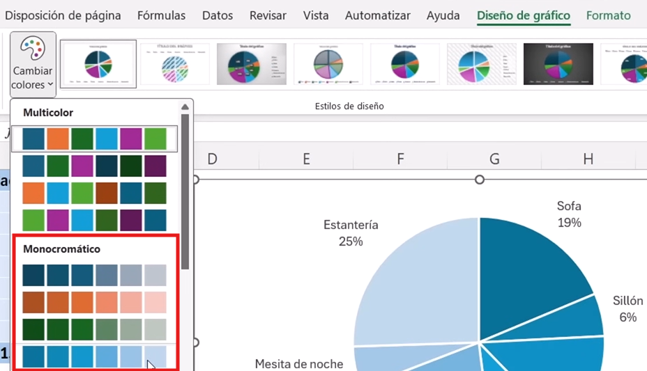 Cambiar colores del gráfico