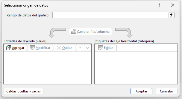 ventana seleccionar datos para crear un gráfico en Excel