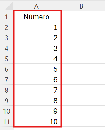 función SECUENCIA en Excel generando números consecutivos