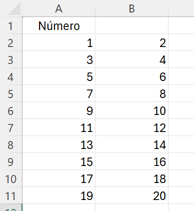 función SECUENCIA en Excel generando números consecutivos en dos columnas