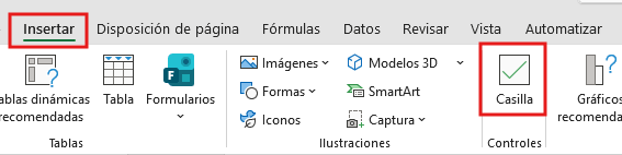 Cómo insertar casillas en Excel