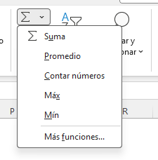 captura de la ficha Inicio con el ícono Σ señalado
