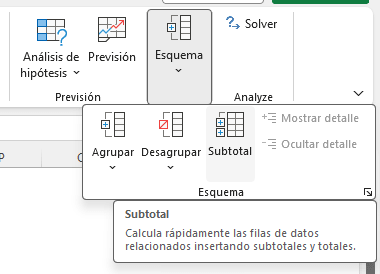 Cómo usar la herramienta Subtotales en Excel
