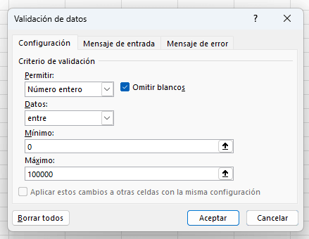 herramienta validación de datos en Excel para controlar ingreso de información
