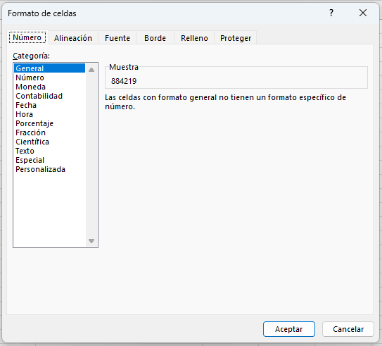 Formato Número en Excel
