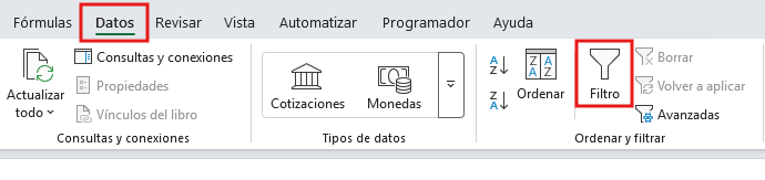 filtros en Excel para visualizar datos específicos
