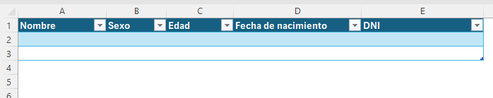 crear tabla en Excel con Ctrl+T para aplicar validación de datos automáticamente