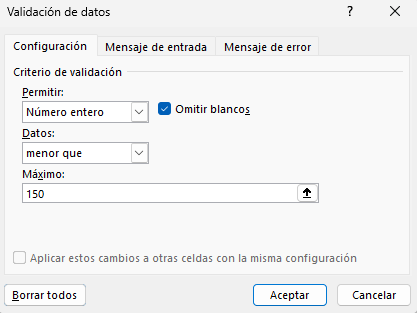 validación de número entero en Excel para columna de edad