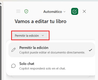 captura del panel de Copilot con las dos opciones de modo visibles
