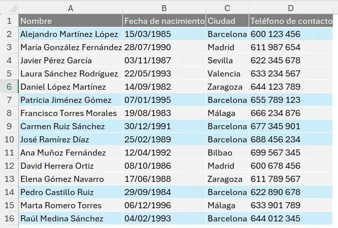 Cómo copiar el formato con el pincel a toda la tabla
