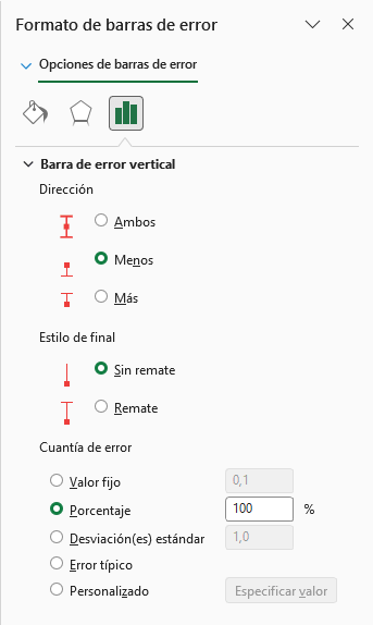 Formato de barras de error en Excel
