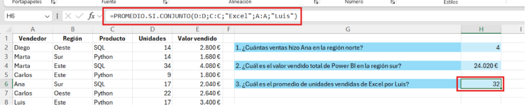PROMEDIO.SI.CONJUNTO en Excel con referencia dinámica de celda