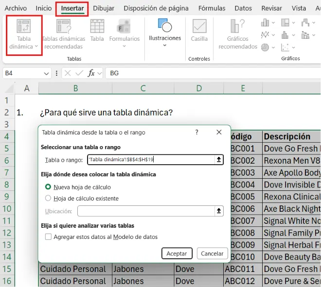 Cómo crear una tabla dinámica en Exce