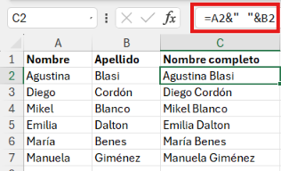 Cómo unir textos con el ampersand (&)
