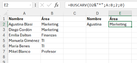 símbolos en fórmulas de Excel reto BUSCARV con comodín
